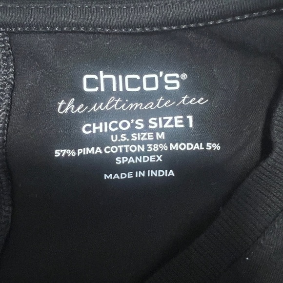 Chico's Black Tunic Long Sleeve Relaxed Fit v neck stretch size medium - Picture 6 of 8